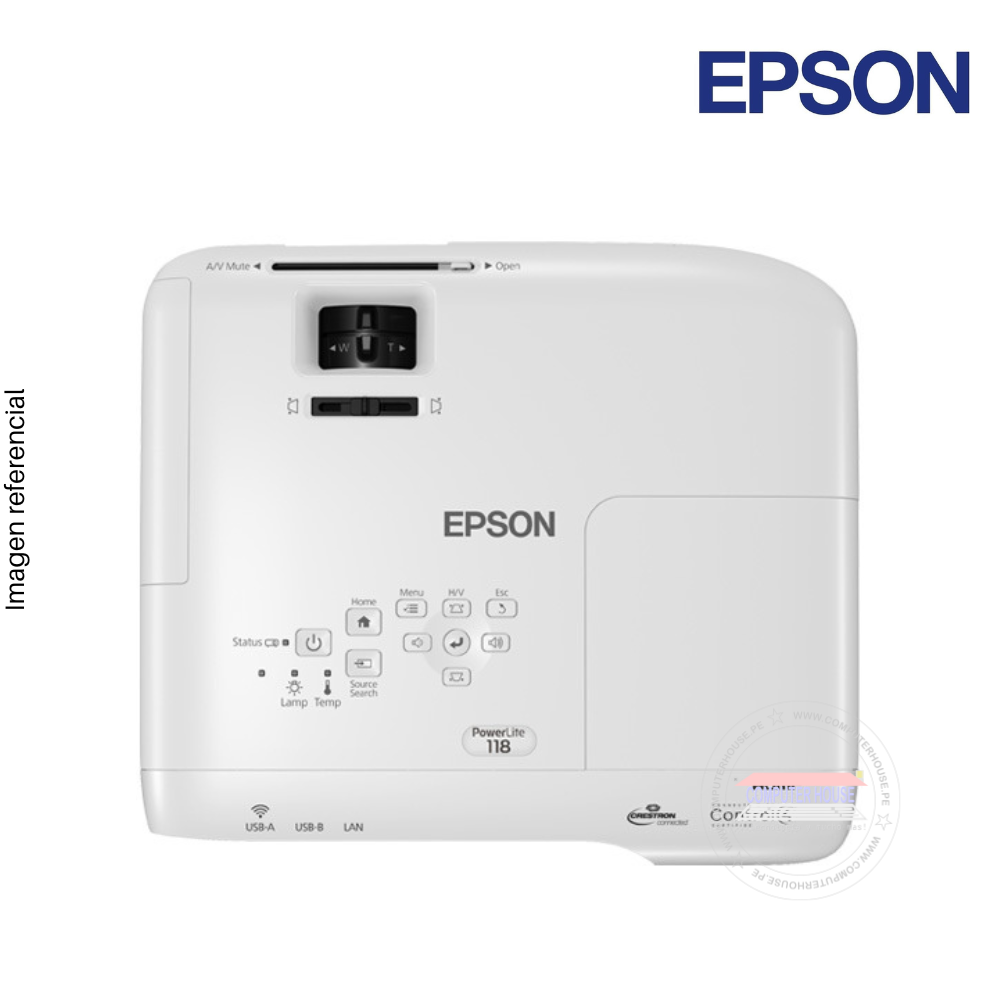 Proyector EPSON PowerLite 118, 3800 Lumenes, 3LCD, HDMI/VGA/LAN/USB.