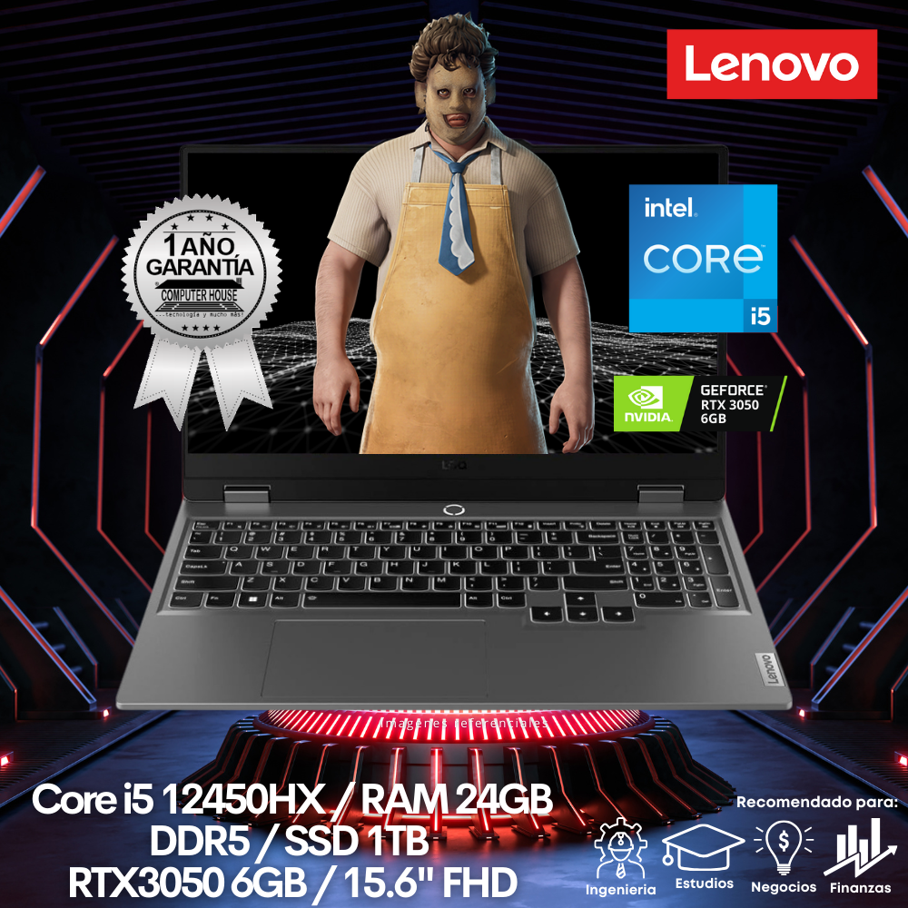Laptop LENOVO LOQ, Core i5-12450HX, RAM 24GB DDR5, SSD 1TB, 15.6" FHD, Video RTX3050 6GB, FreeDos.