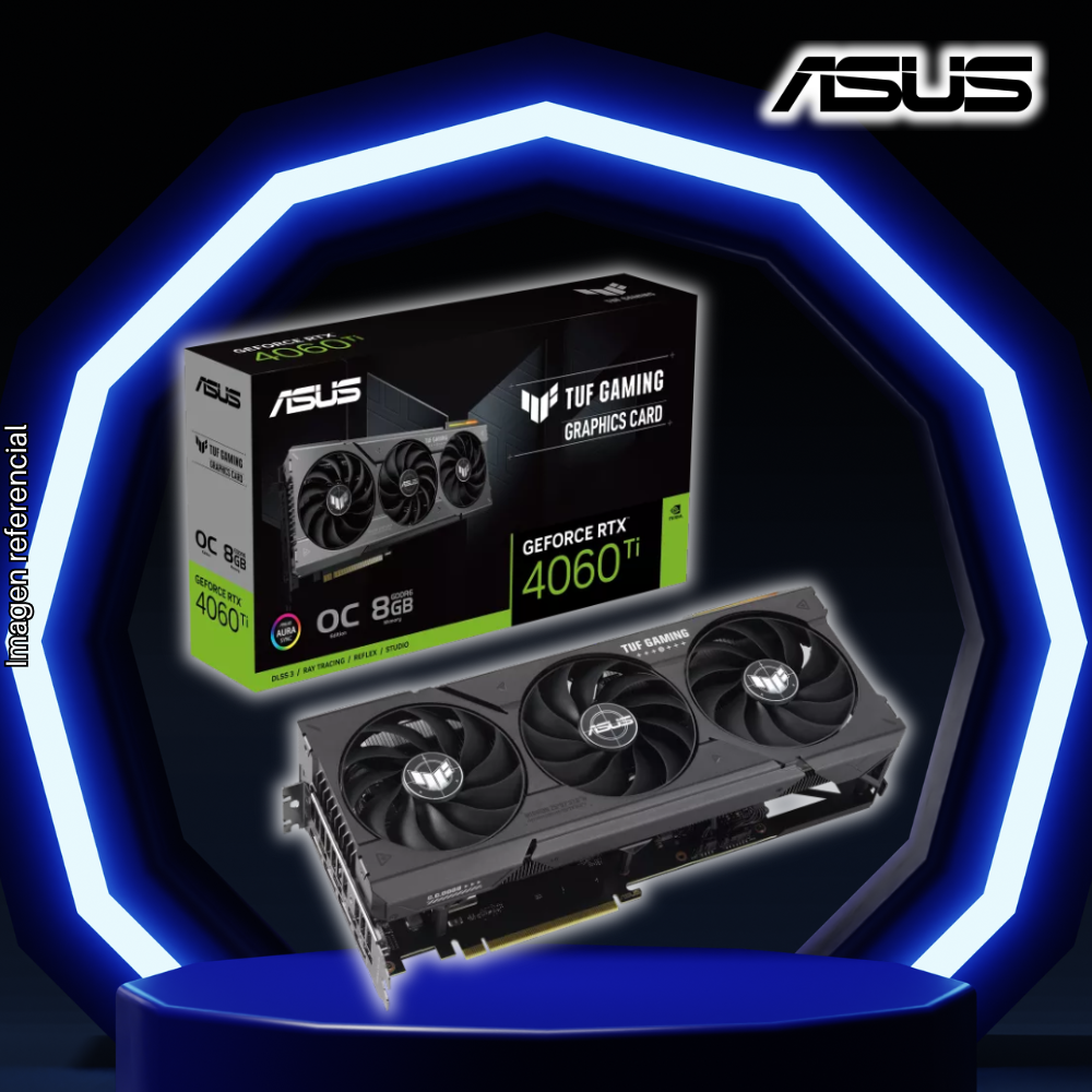 Tarjeta de Video ASUS RTX4060Ti 8GB, GDDR6, TFO, Nvidia GeForce, 3x DP y 1x HDMI.