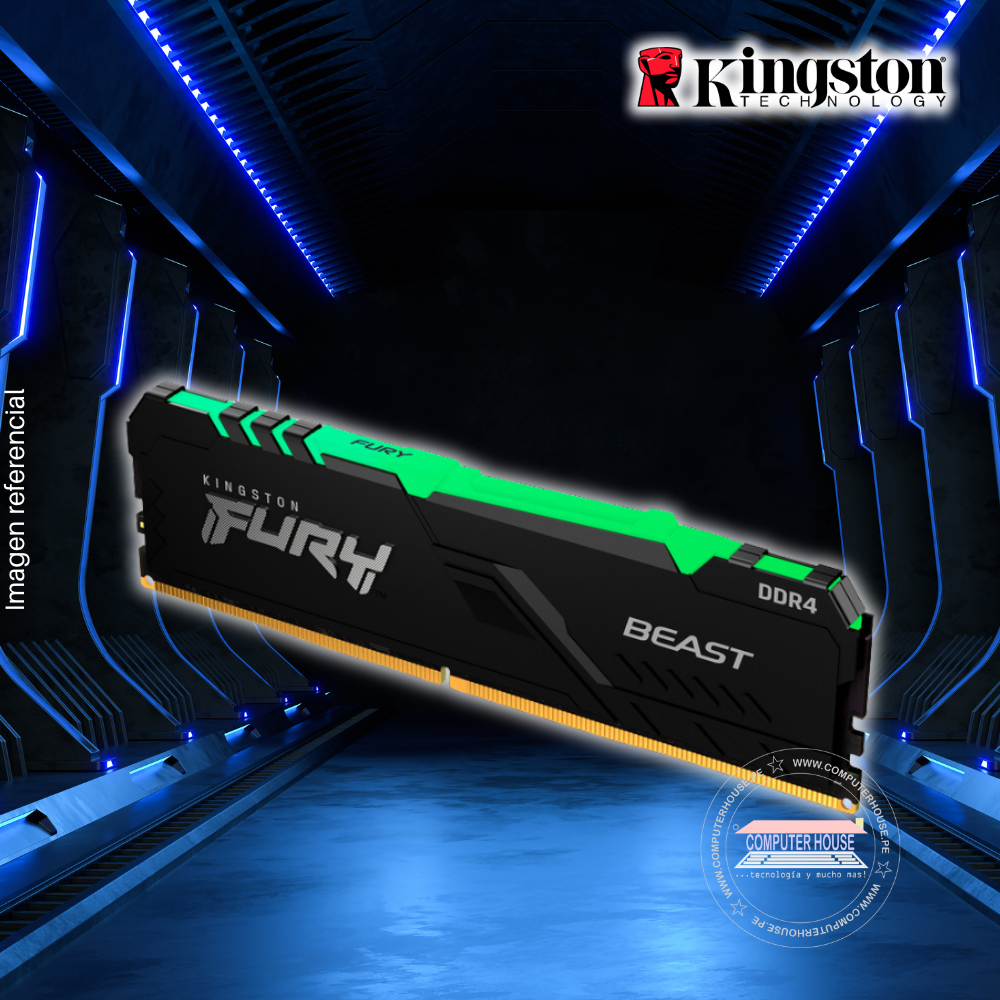Memoria RAM DDR4 DIMM KINGSTON 32GB, 3200Mhz, Fury Beast RGB.