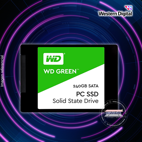 Disco Sólido SSD 2.5" Sata WESTERN DIGITAL 240GB, Green (Lectura máxima 545Mb/s, Escritura máxima 430Mb/s).