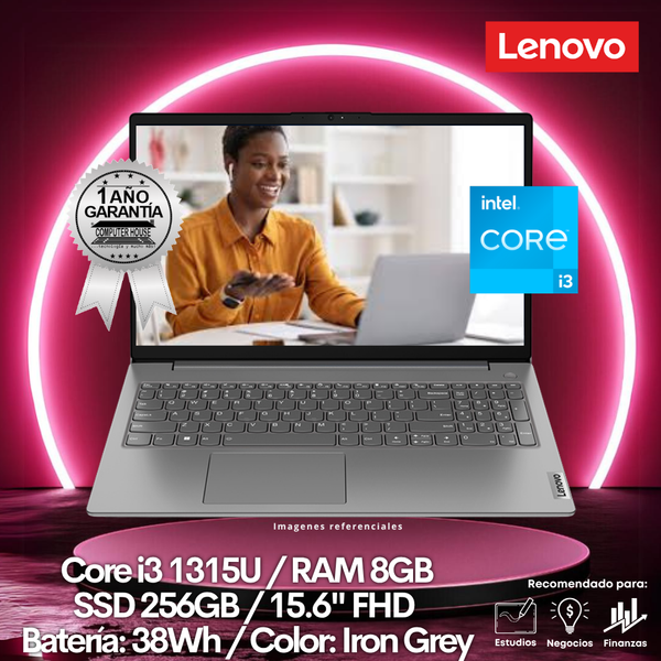 Laptop LENOVO V15, Core i3-1315U, RAM 8GB, SSD 256GB, 15.6″ FHD, FreeDos.