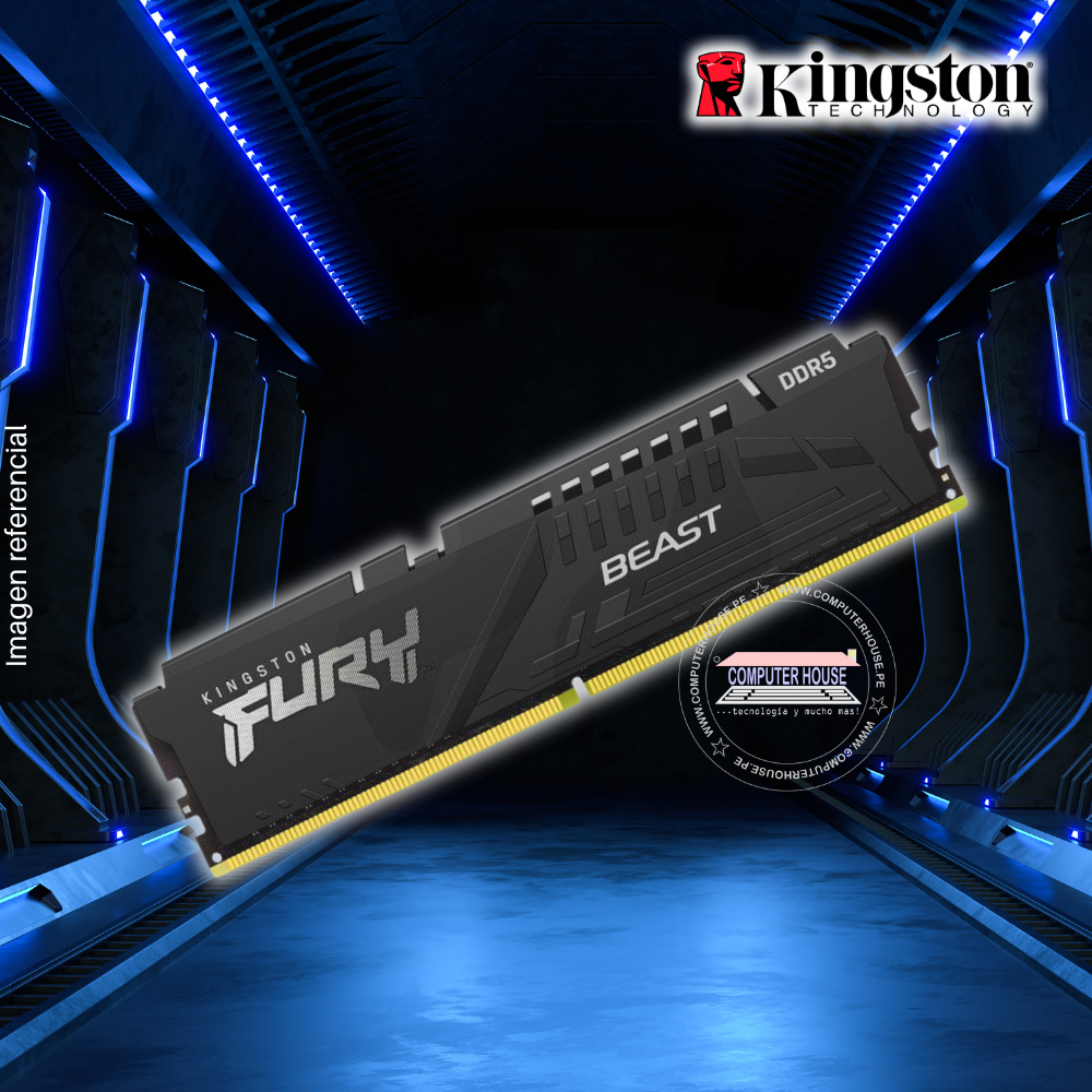 Memoria RAM DDR5 DIMM KINGSTON 16GB, 5200Mhz, Fury Beast.
