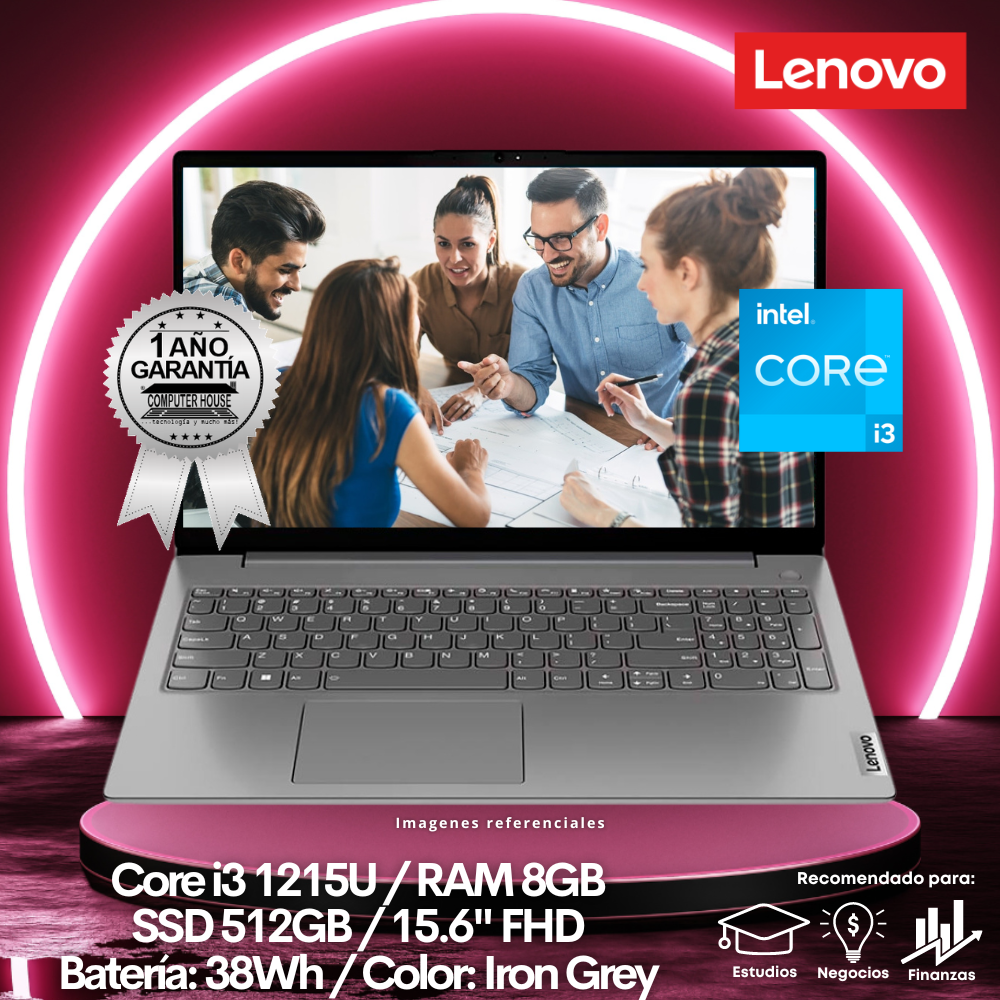 Laptop LENOVO V15 G3 IAP, Core i3-1215U, RAM 8GB, SSD 512GB, 15.6" FHD, FreeDos.