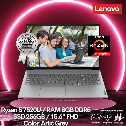 Laptop LENOVO V15 G4, Ryzen 5-7520U, RAM 8GB DDR5, SSD 256GB, 15.6″ FHD, FreeDos.