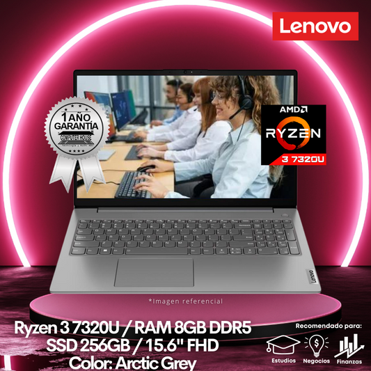Laptop LENOVO V15 G4, Ryzen 3-7320U, RAM 8GB DDR5, SSD 256GB, 15.6" FHD, FreeDos.